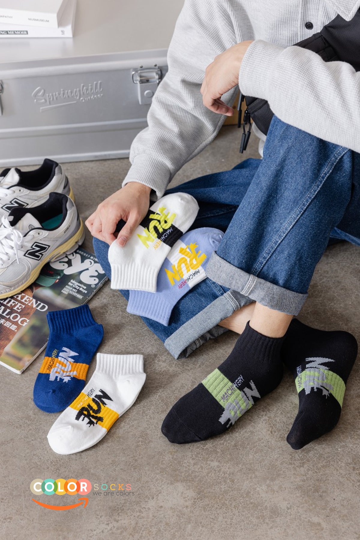 Color Socks 5 Çift Run Sport Erkek Patik Yazlık Çorap (Terletmez) Çok Renkli
