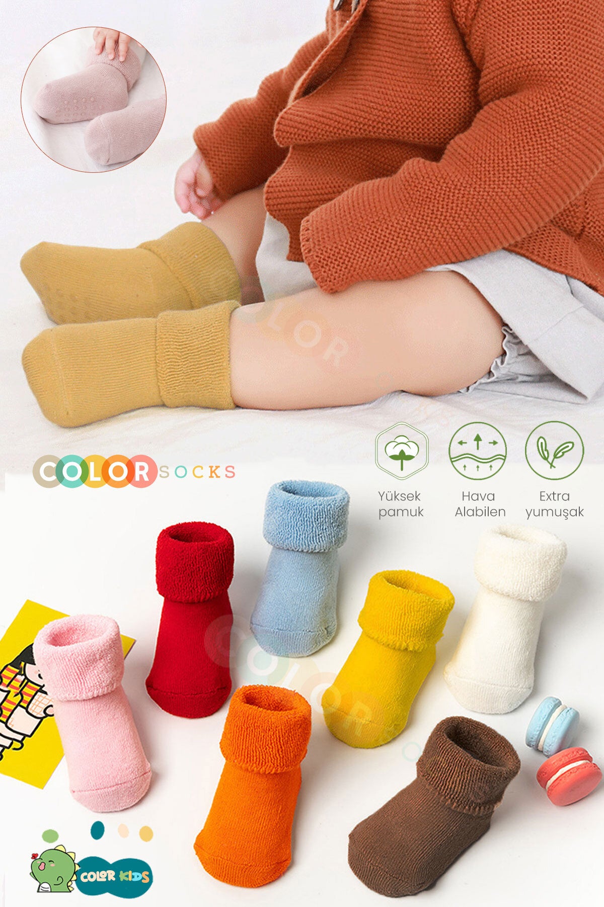 Color Socks 5 Çift Renkli Bebek Çorap Seti (Organik) Karışık