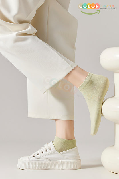 Color Socks 10 Çift Patik Kadın Ekonomik Pamuk Esnek Çorap Seti Çok Renkli