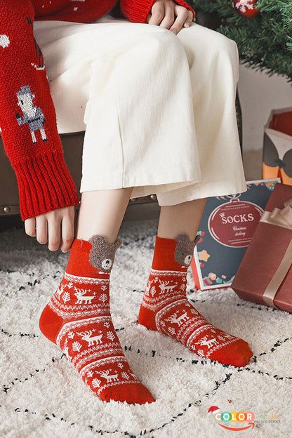 Color Socks 4 Çift Yılbaşı Kutulu Tüylü Hediye Çorap Seti (Topuksuz) Çok Renkli