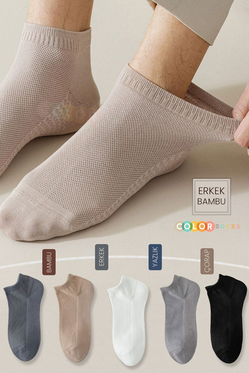Color Socks 5'li Comfort Erkek Yazlık Kısa Çorap (DİKİŞSİZ BAMBU) Çok Renkli