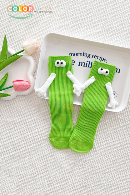Color Socks 1 Çift Yeşil El Ele Tutuşan Mıknatıslı Çorap Seti (Unisex) TOPUKSUZ Yeşil