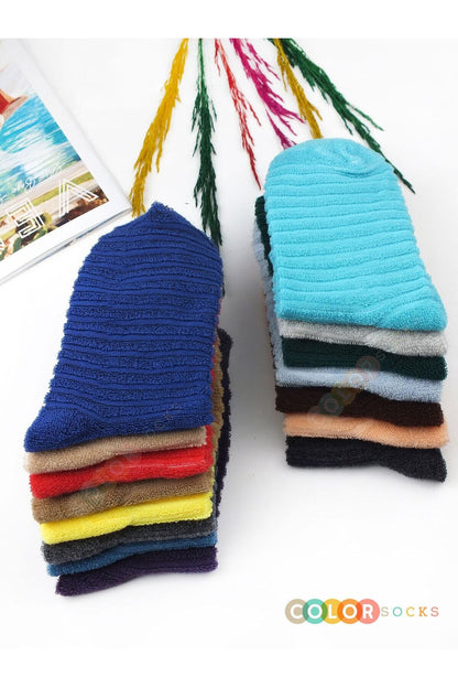 Color Socks 6 Çift Kışlık Kadın Havlu Çorap Seti Çok Renkli
