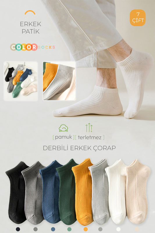 Color Socks 7 Çift Derbili Erkek Çorap Seti (Extra Soft) Karışık