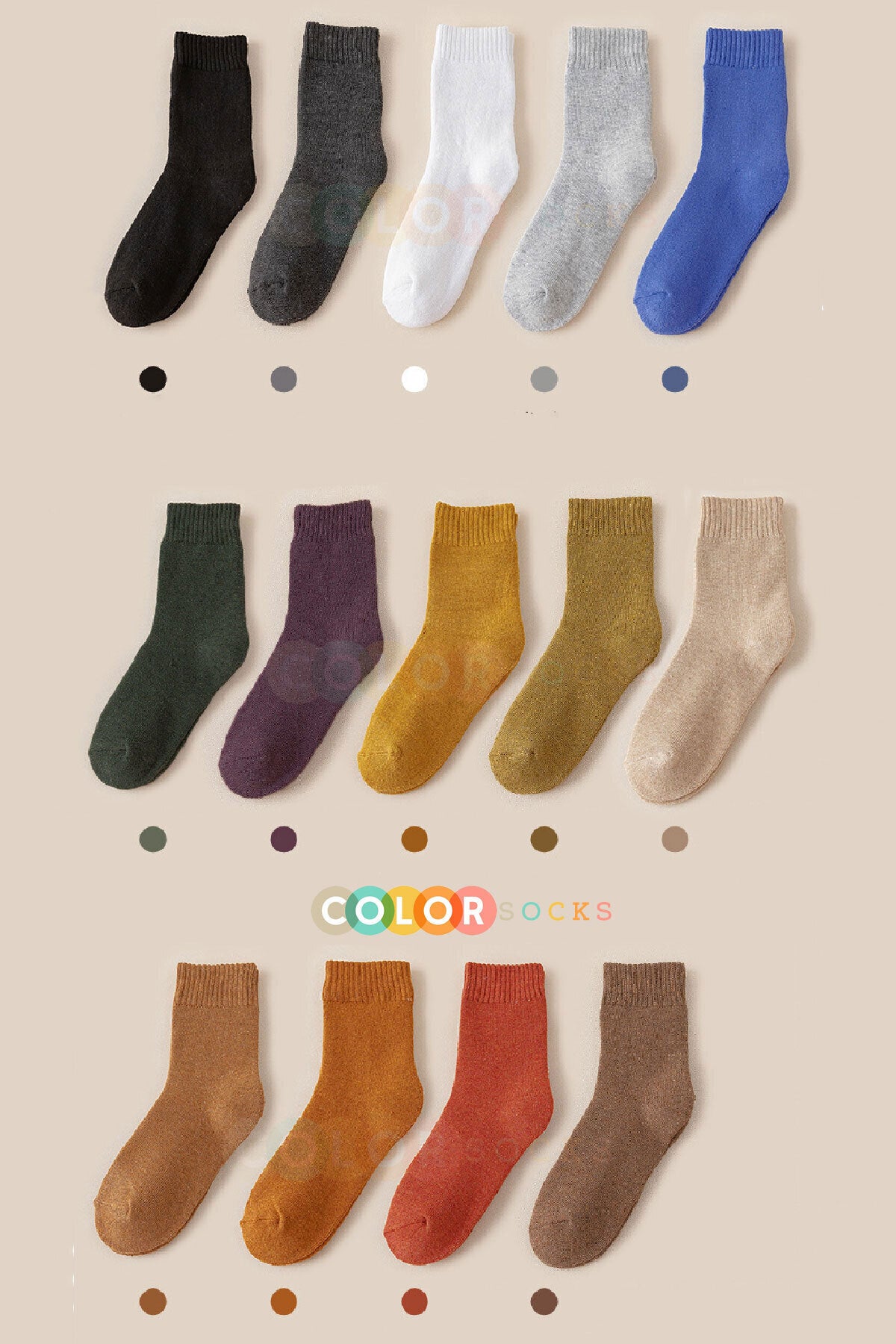 Color Socks 5 Çift İçi Polarlı Kışlık Kalın Kadın Çorap (ISI EMİCİ) Karışık