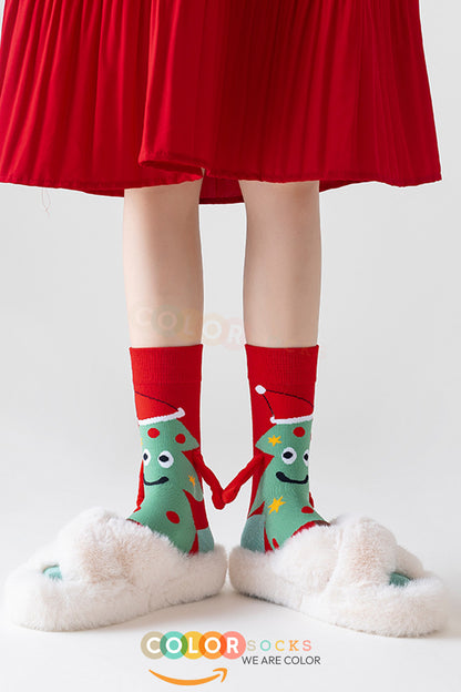 Color Socks 2 Çift Yılbaşı Unisex El Ele Tutuşan Özel Konsept Çorap Seti (Topuksuz) Karışık