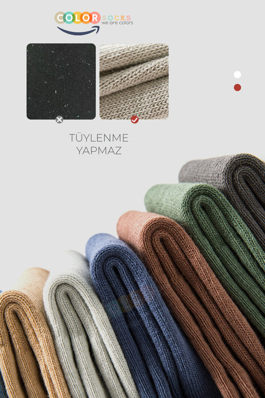 Color Socks 7 Çift Günlük Orta Konç Pamuk Erkek Çorap (TER EMİCİ) Çok Renkli