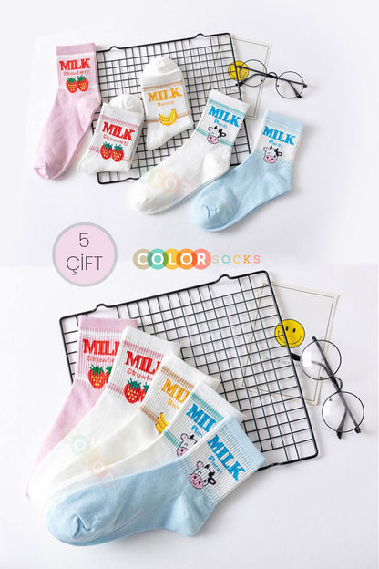 Color Socks Sweet Milk Desenli Kadın Çorap Karışık