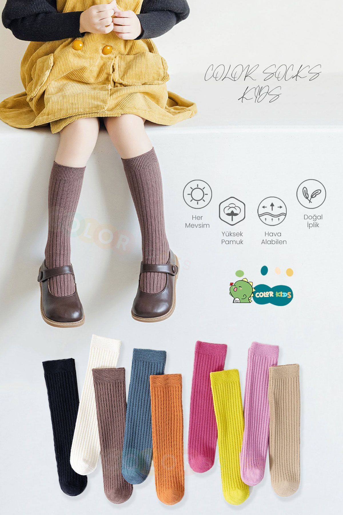 Color Socks 4'lü Çocuk&Bebek Dizaltı Çorap Seti (Extra Comfort) Karışık