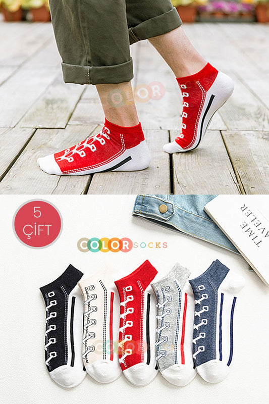 Color Socks 5 Çift Eğlenceli Ayakkabı Desenli Çorap Seti Çok Renkli