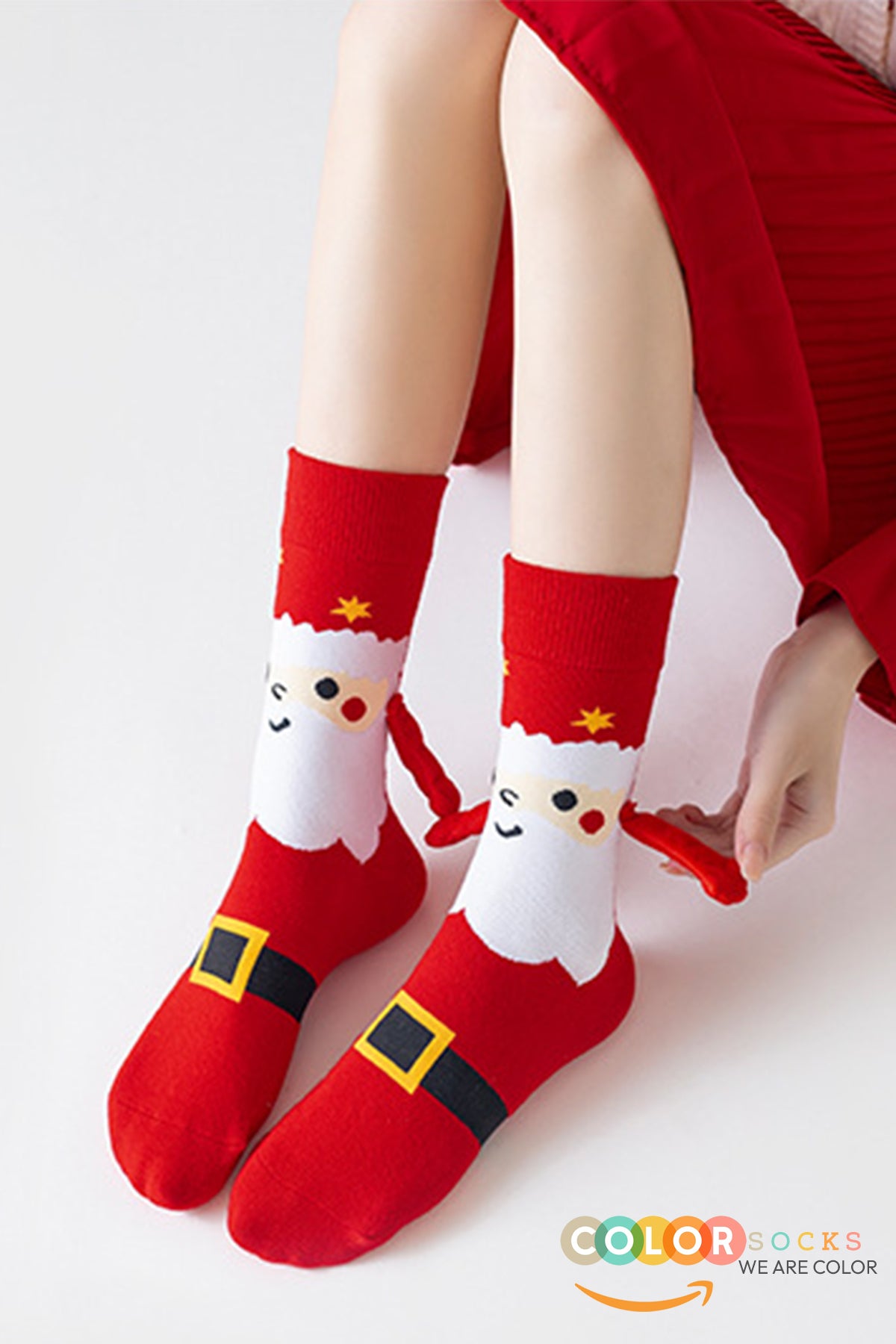 Color Socks 2 Çift Yılbaşı Unisex El Ele Tutuşan Özel Konsept Çorap Seti (Topuksuz) Karışık