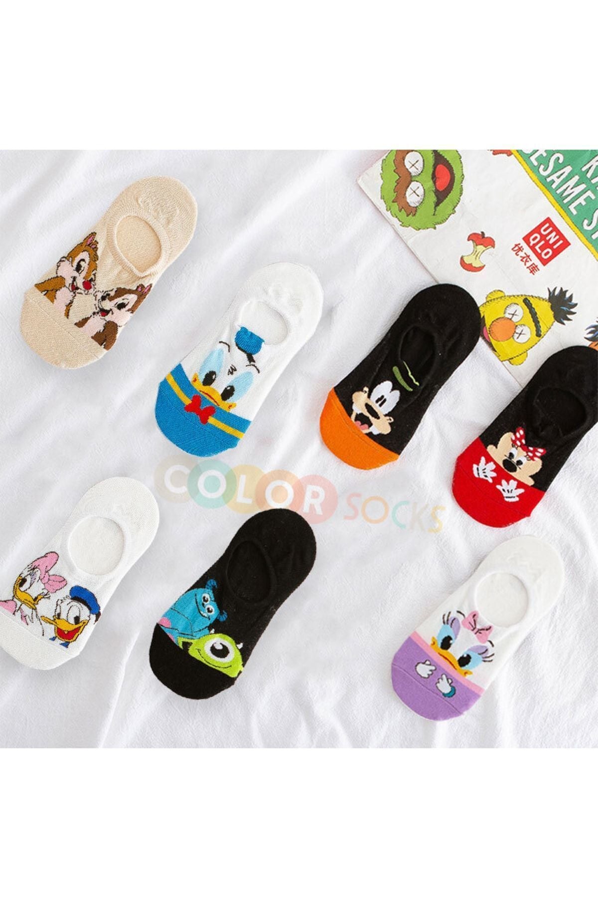 Color Socks 10 Çift Eğlenceli Sevimli Karakter Kadın Çorap (EXTRA SOFT) Çok Renkli