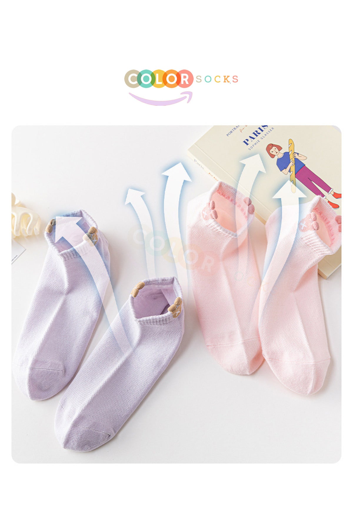 Color Socks 5'li Japon Kore Tarzı Kadın Kısa Patik Yazlık Çorap Çok Renkli