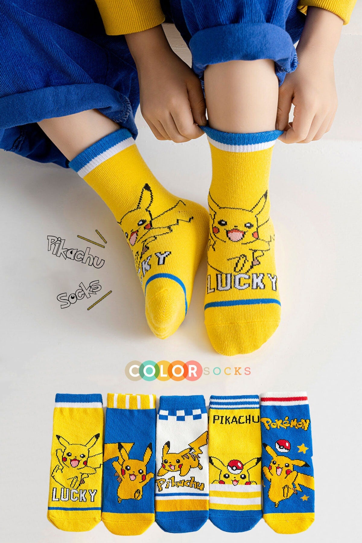 Color Socks 5'li Pikachu Desenli Çocuk Çorap (comfort Kids) Karışık