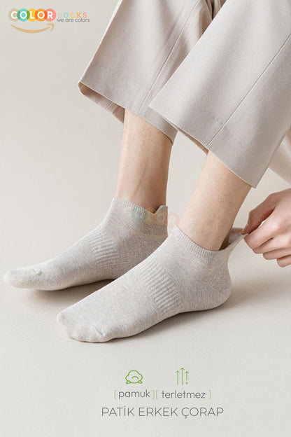 Color Socks 7 Çift Günlük Erkek Patik Çorap Seti (KAYDIRMAZ LASTİK) Çok Renkli