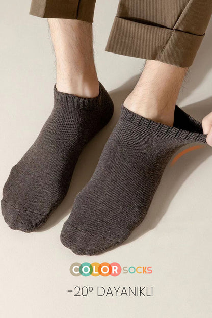 Color Socks 5'li Patik Kışlık Erkek Kalın Çorap Seti (ISI EMİCİ) Karışık