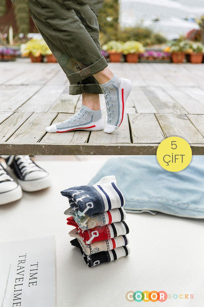 Color Socks 5 Çift Eğlenceli Ayakkabı Desenli Çorap Seti Çok Renkli