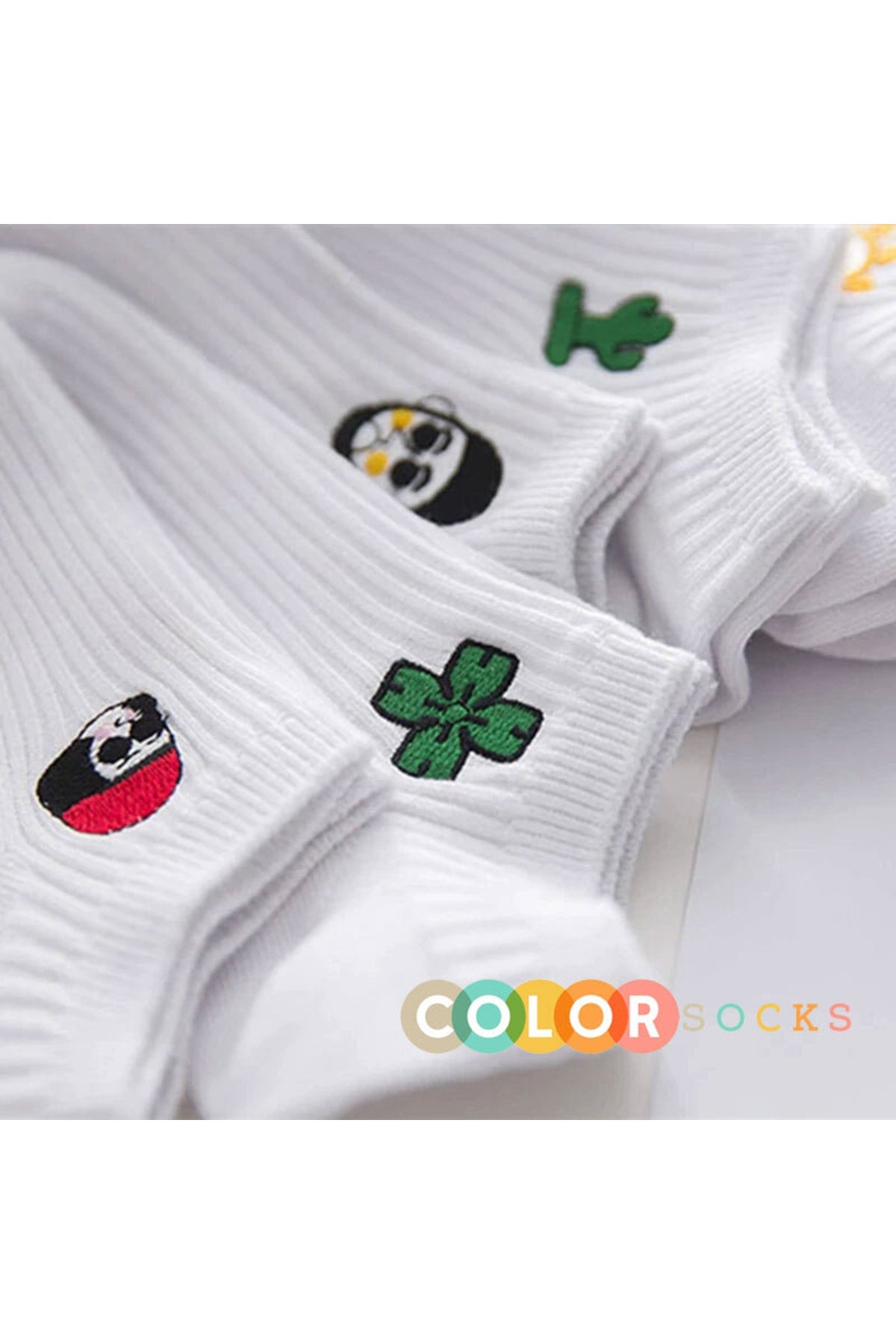 Color Socks 5 Çift Eğlenceli Kadın Çorap Set (COMFORT SOFT) Beyaz