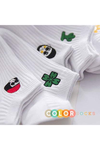 Color Socks 5 Çift Eğlenceli Kadın Çorap Set (COMFORT SOFT) Beyaz