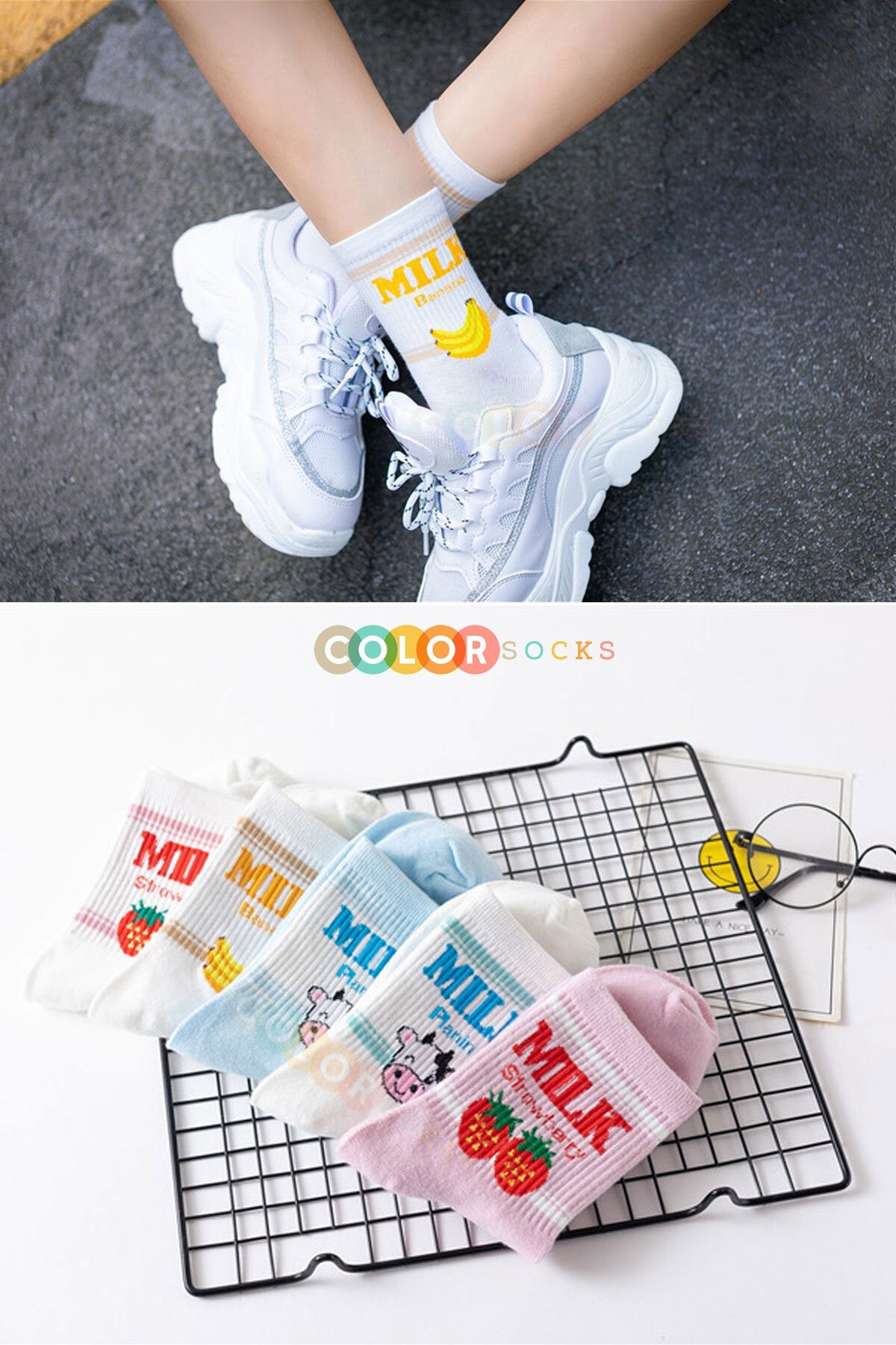 Color Socks Sweet Milk Desenli Kadın Çorap Karışık
