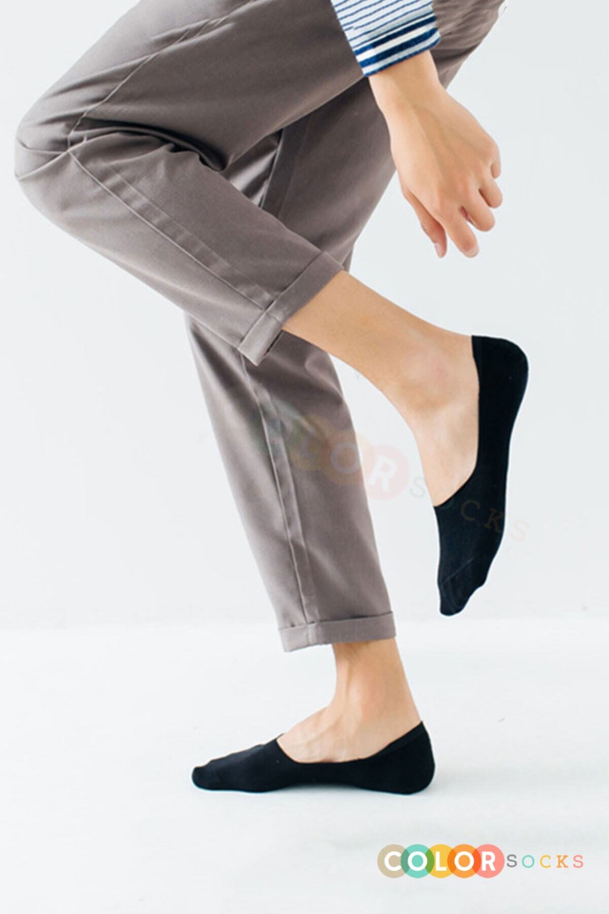 Color Socks 10 Çift Siyah Yazlık Babet Çorap Seti Siyah