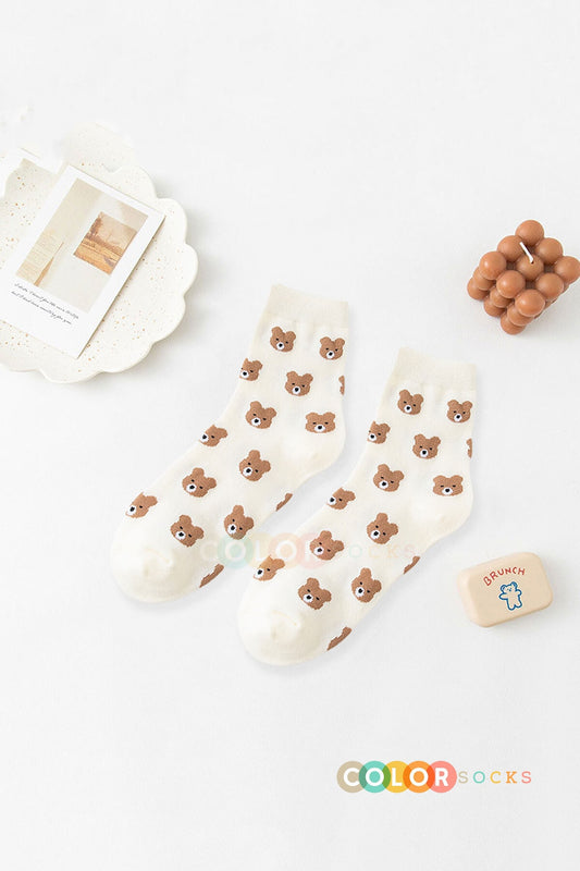 Color Socks 3'lü Sevimli Ayı Desenli Kadın Çorap (EXTRA SOFT) Çok Renkli