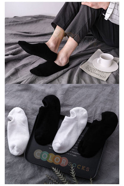 Color Socks 10 Çift Siyah Beyaz Sneakers Çorap (görünmez) Çok Renkli