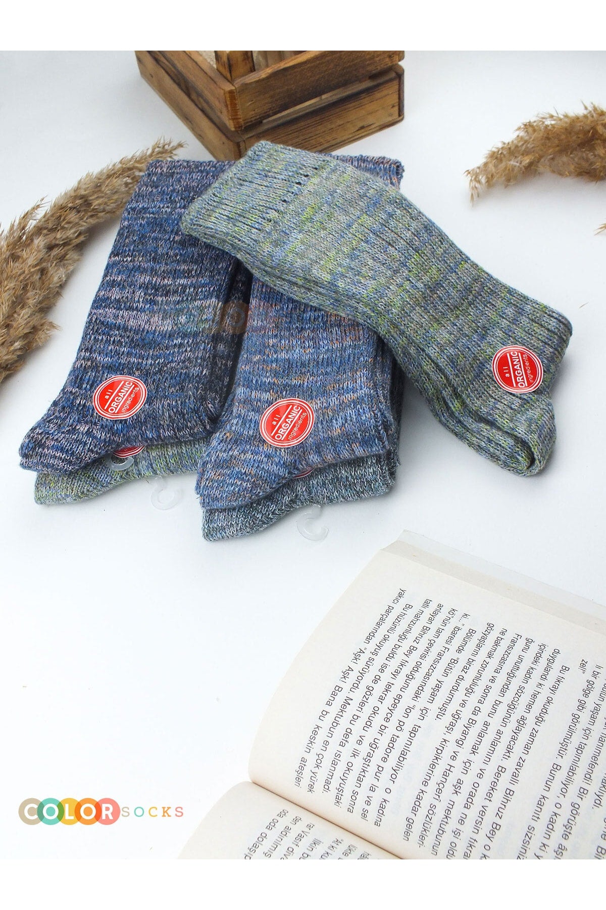 Color Socks 5 Çift Kadın Organik Pamuklu Yün Çorap Seti Çok Renkli