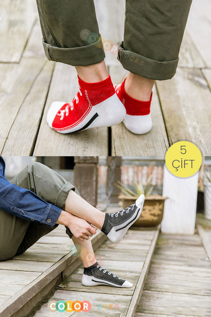 Color Socks 5 Çift Eğlenceli Ayakkabı Desenli Çorap Seti Çok Renkli