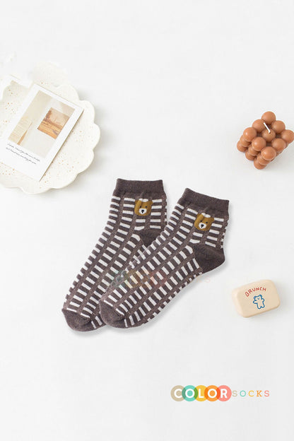 Color Socks 3'lü Sevimli Ayı Desenli Kadın Çorap (EXTRA SOFT) Çok Renkli