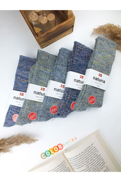 Color Socks 5 Çift Kadın Organik Pamuklu Yün Çorap Seti Çok Renkli
