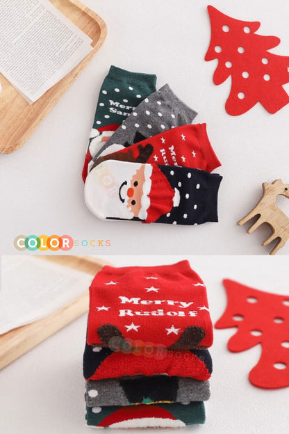 Color Socks 4'lü Yılbaşı Yeni Yıl Desenli Çorap Seti Çok Renkli