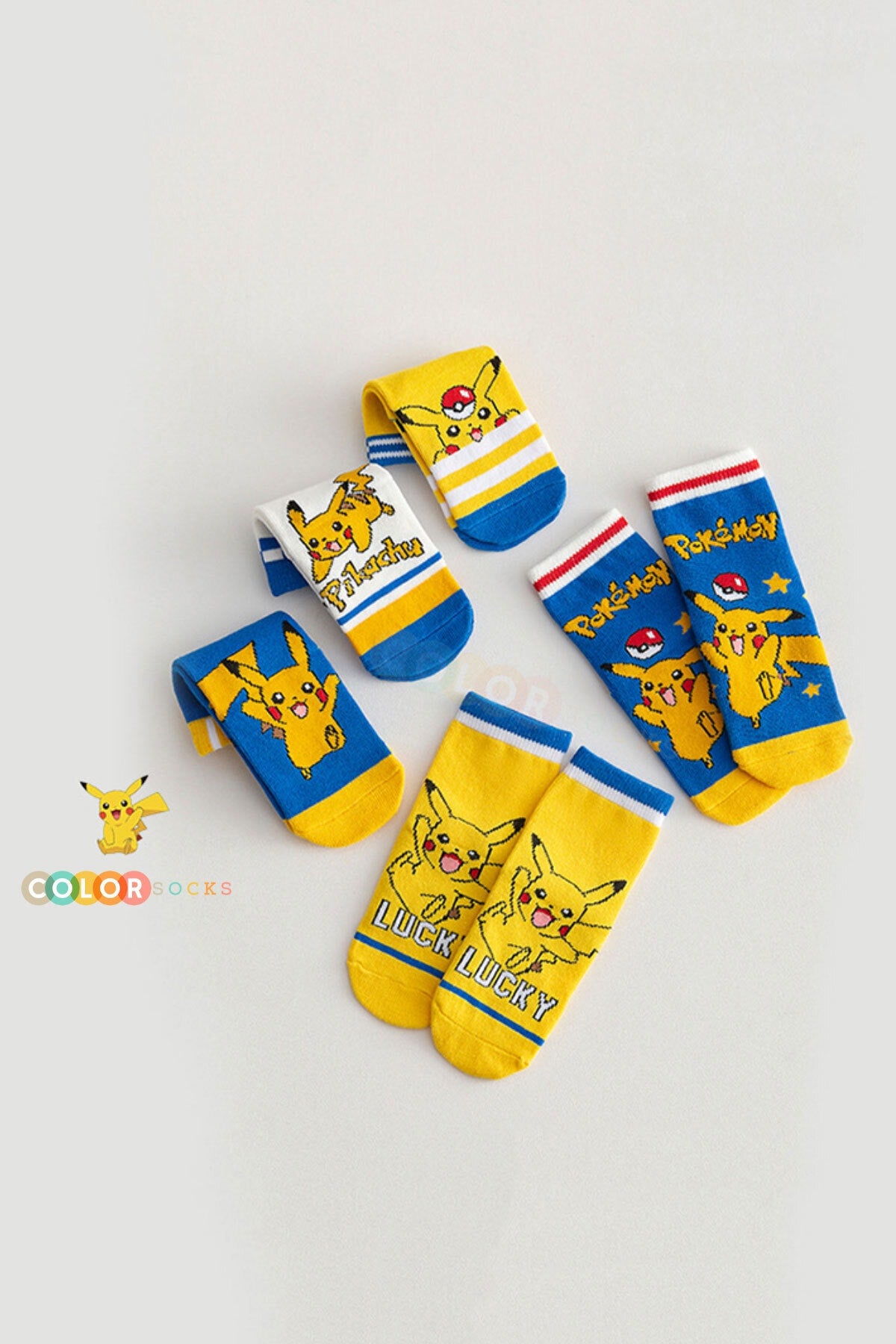 Color Socks 5'li Pikachu Desenli Çocuk Çorap (comfort Kids) Karışık