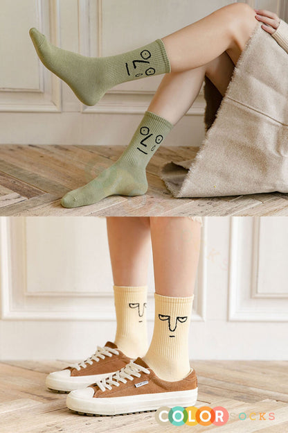 Color Socks 5'li Eğlenceli Surat Ifadeli Unisex Çorap Seti Çok Renkli