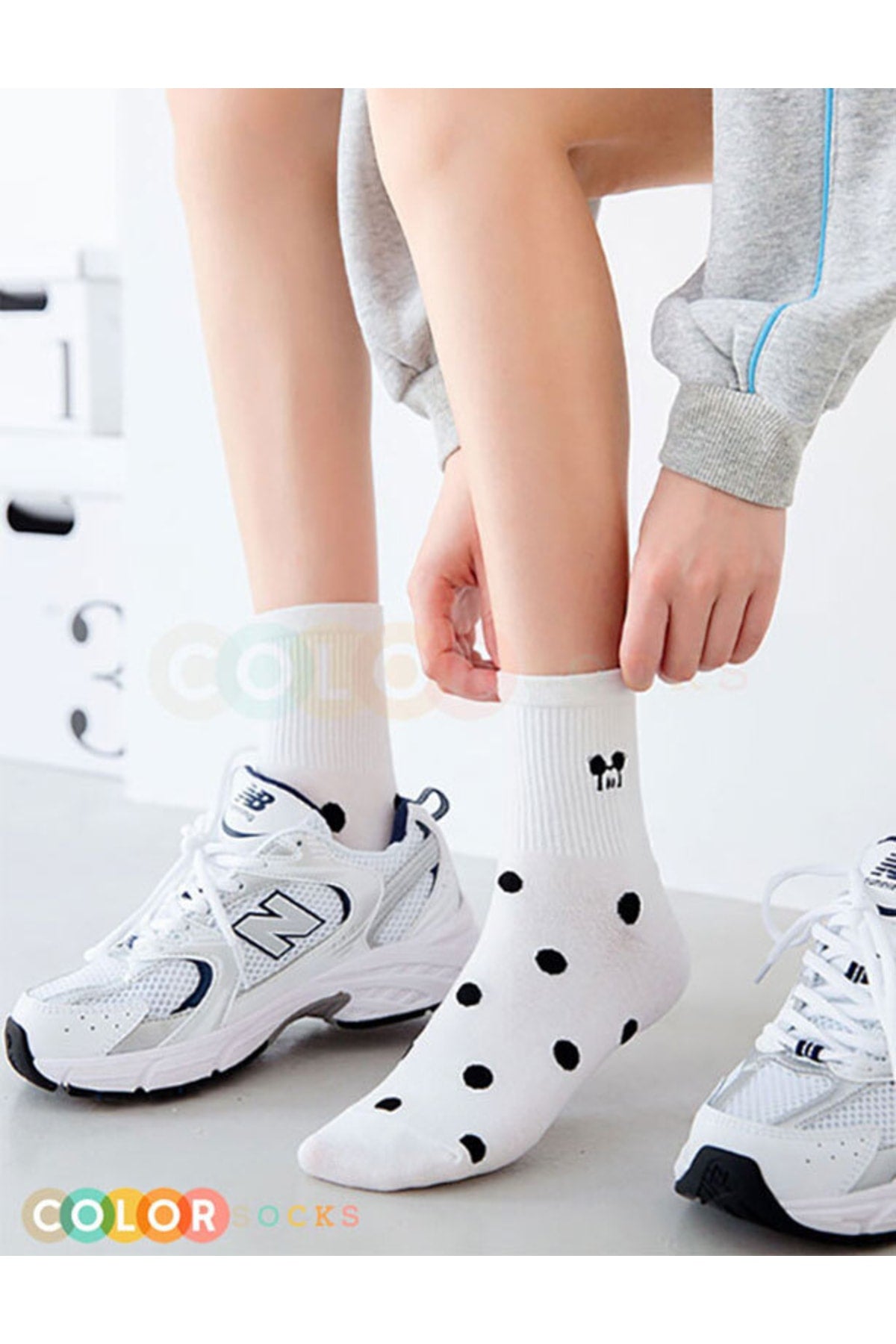 Color Socks 5 Çift Kolej Mickey Mouse Desenli Kadın Çorap Çok Renkli