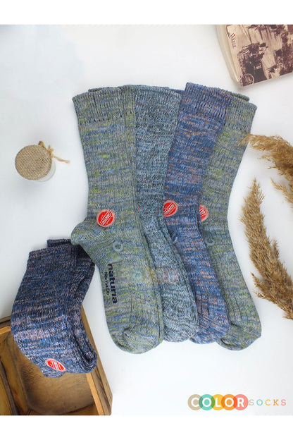 Color Socks 5 Çift Kadın Organik Pamuklu Yün Çorap Seti Çok Renkli