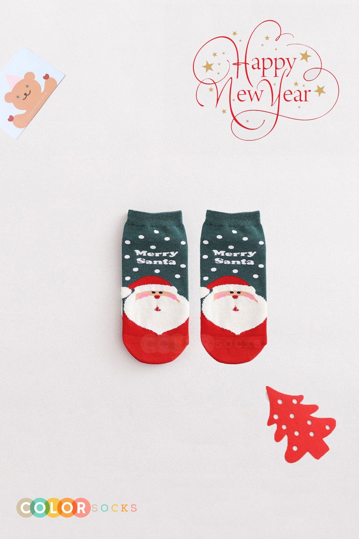 Color Socks 4'lü Yılbaşı Yeni Yıl Desenli Çorap Seti Çok Renkli