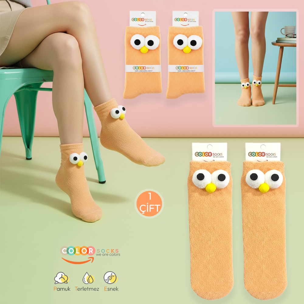 1 Çift Somon Kadın Gözlü Havlu Konsept Çorap (Soft Touch)